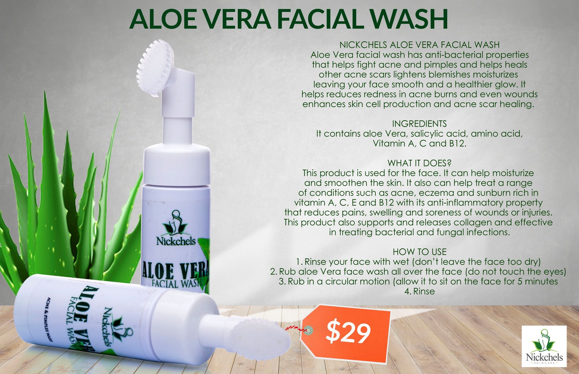 Aloe vera facial wash